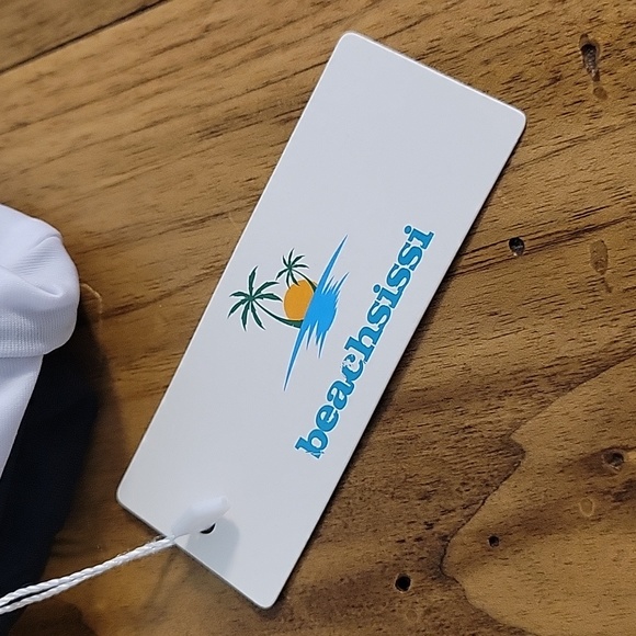 NWT Beachsissi one piece halter top w/ removable cups black tip striped swimsuit - Picture 8 of 8